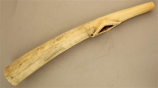 A 19th century or earlier African ivory oliphant, 15.5in.